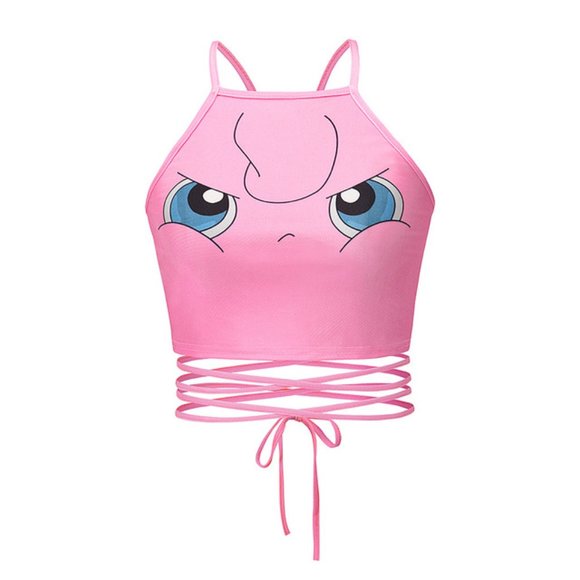 unbranded Tops - Pokemon Jigglypuff Tie Back Crop Top, Pink, Adjustable NWOT